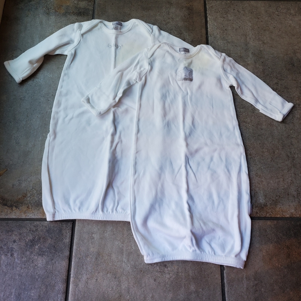 Carters 2 Cotton Sleepers Sleep Sack White Vintage Baby Gender Neutral 0-3M VTG